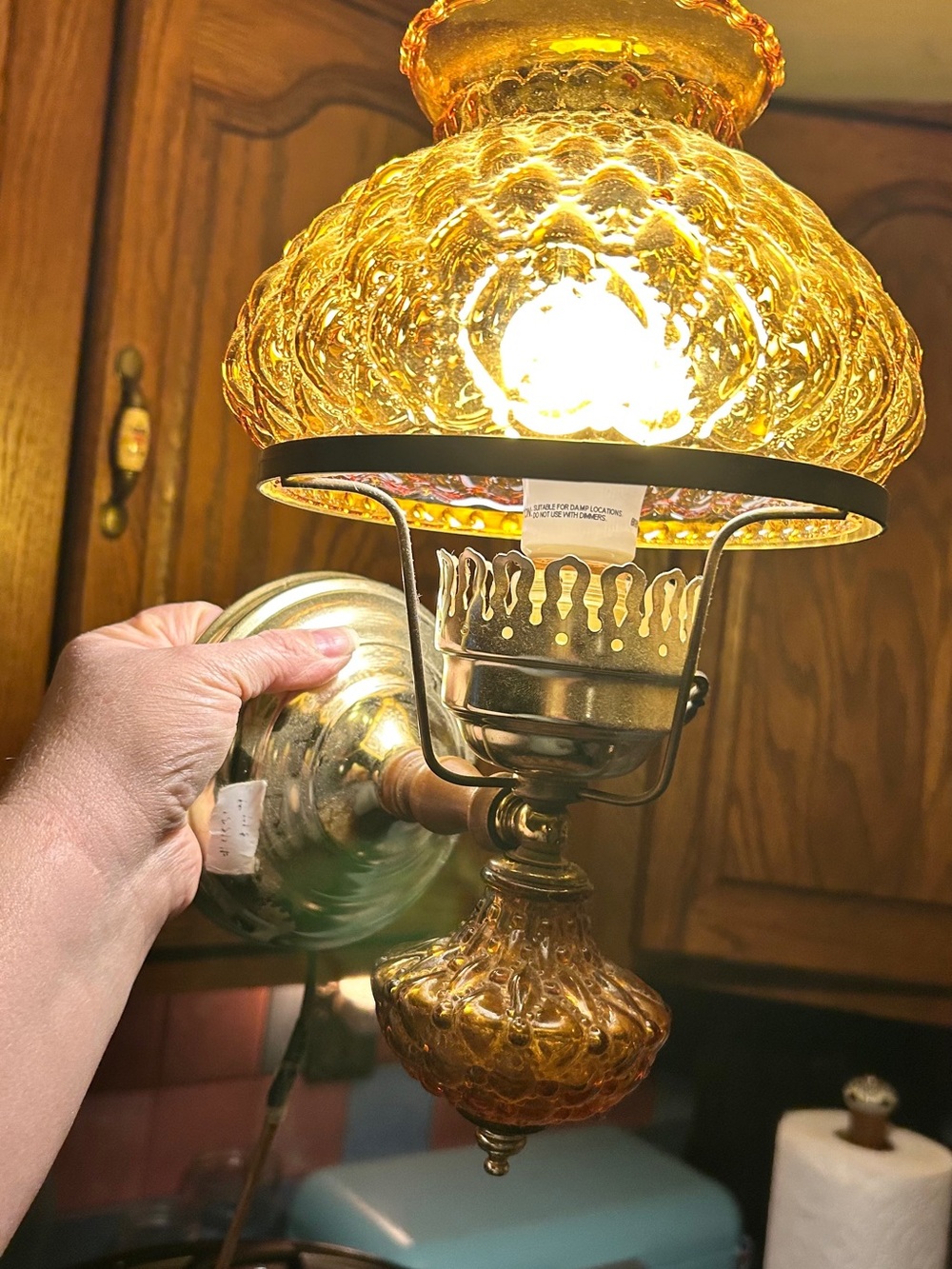 Amber Glass Wall Sconce Lamp